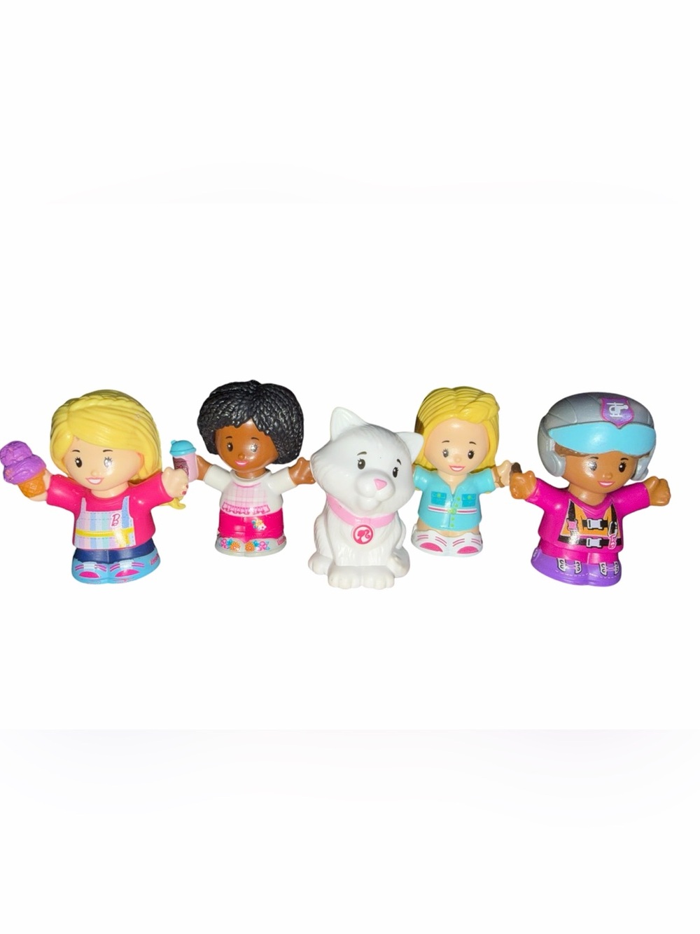 Fisher Price Little People Barbie figure Bundle of 5 - Cat and 4 girls